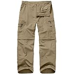 Winebox Walking Hiking Trousers Mens, Convertible Zip Off Lightweight Quick Dry Breathable Cargo Fishing Safari Camping Travel Pants(khaki-38)