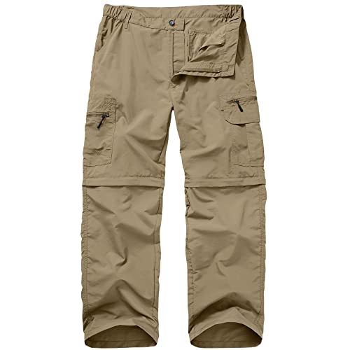 Mens Hiking Pants Convertible Boy Scout Zip Off Shorts Lightweight Quick Dry Breathable Fishing Safari Pants,6101,Khaki,36 #TOP14