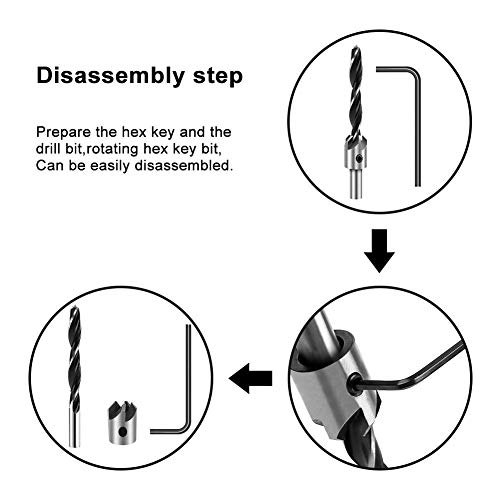 Image of Inditrust Countersink Drill Bits Set (7 Pcs) - HSS Counter Sink Bit Set for Wood with Adjustable Depth Stopper & Free Hex Key Wrench | Woodworking Carpentry Chamfer Drill Bits