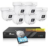 【800万画素 機能性満点】KEOYEE 防犯カメラ POE有線接続 4K 監視カメラ セット 360°全方位 cctv 防犯カメラ フルカラー撮影 5倍光学ズーム ・工事不要 ・電源不要 ・遠隔監視 ・動体検知 ・双方向通話 屋外/室内 8ch H.265 4Kレコーダー (8MPカメラ6台+8チャンネル800万画素の録画機+4TB HDD)