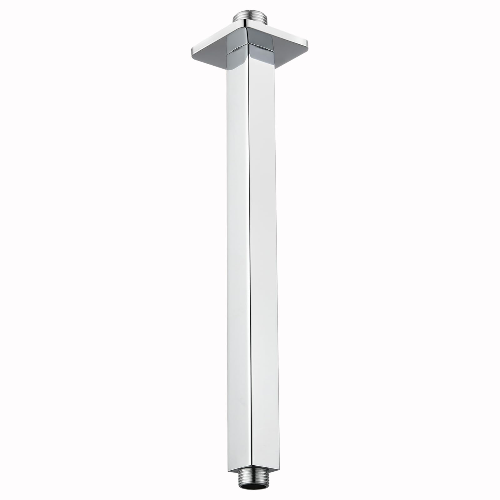 Voolan Shower Arm with Flange, Ceiling Mounted Square Fixed Shower Pipe, Bathroom Straight Rain Shower Replacement Arm