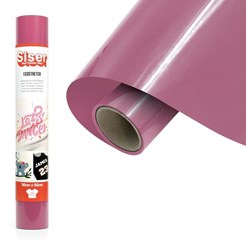 Siser Vinilo termotransferible EcoStretch fucsia para personalizar prendas de vestir y prendas deportivas, 30 cm x 0,5 m, fácil de cortar.