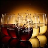 Unbreakable Reusable Tritan Wine Glasses Set of 6, 18 oz Stemless Wine Glass, BPA Free Plastic Tumblers, Drinking Glassware, Perfect for Indoor & Outdoor, Poolside, Party, Camping (Not Disposable) 