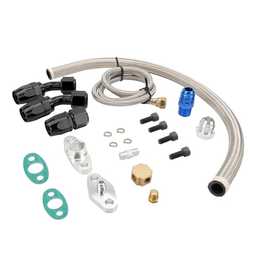 LokoCar Universal Turbo Oil Line Kit Feed and Return Drain Flange T3 T4 T04E Oil Pan Plug