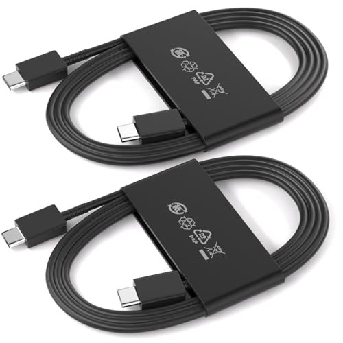 1M 2Pack for Samsung USB C to C Charging Cable,3A 25W 3FT Type C Fast Charger Data Cord for Galaxy S25 S24 Ultra FE S23 S22 A16 A17 Note 20 Z Fold 7 6 Tab S9 S10/iPhone 17 16 Phone Charger Cord,Black