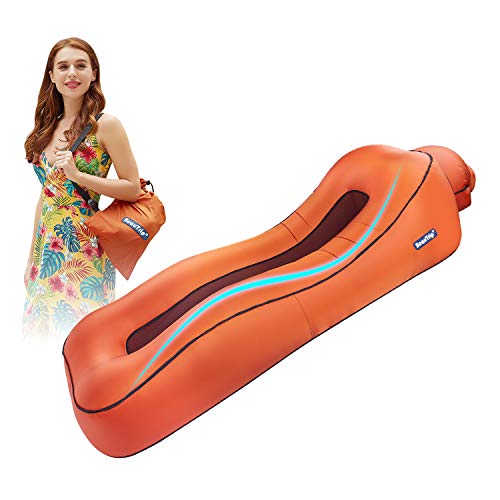 BEAUTRIP Upgrade - Chaise Longue Gonflable Respirante - Lit de Repos portatif avec Mezzanine en Maille pour Camping intérieur et extérieur