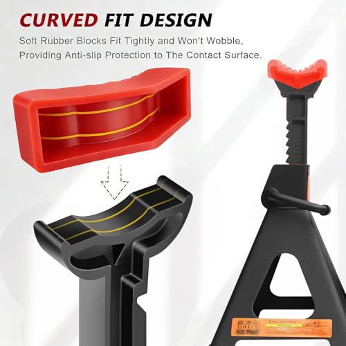 Image of AUTOXBERT 2Pcs Jack Stand Rubber Pad Universal Red Car Lift Pads Adapter Repair Tool 6 Ton Frame Rail Jacking Stand Pinch Support Protector (Pack of 4)
