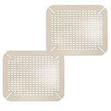 mDesign Adjustable Kitchen Sink Dish Drying Mat/Grid - Soft Plastic Sink Protector - Cushions Sinks, Stemware, Wine Glasses, Mugs, Bowls, Dishes - Quick Draining, Contours to Sink - 2 Pack - Taupe/Tan