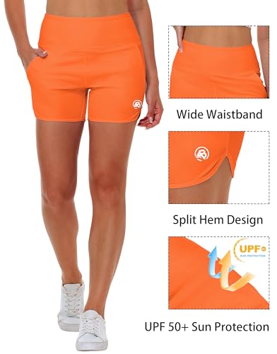 Image of AOBUTE Womens High Waisted Swim Board Shorts UPF 50+ Quick Dry Swim Trunks with Pockets