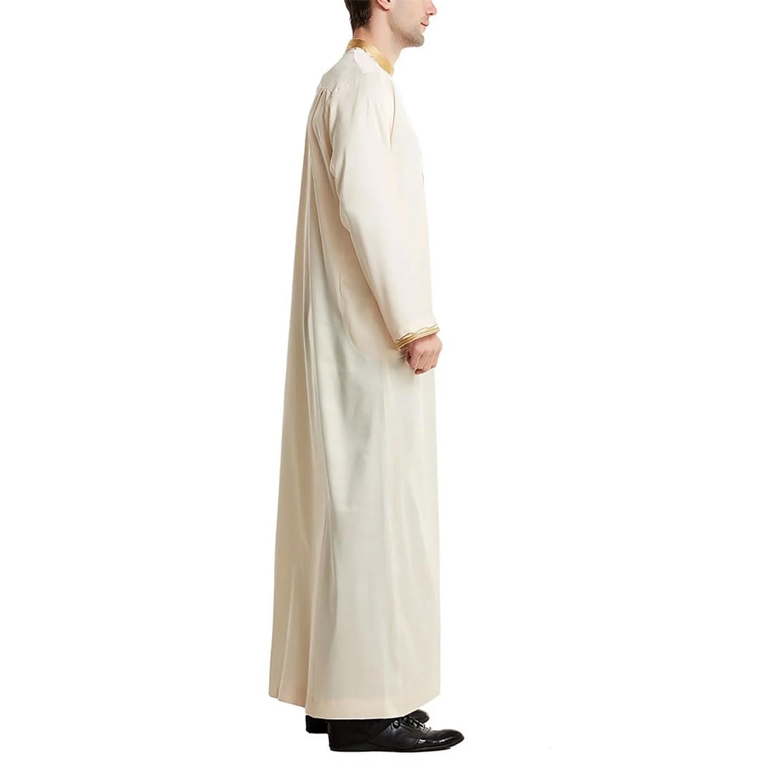 Hgvcfcv Abbigliamento Uomo Abiti Islam Abaya Caftano musulmano Arabia Saudita, Beige, M