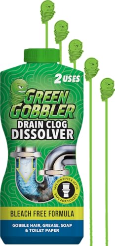 Image of Green Gobbler Drain Clog Remover With 5 Pack of Drain Snake Tools | Drain Opener | Drain cleaner | Toilet Clog Remover