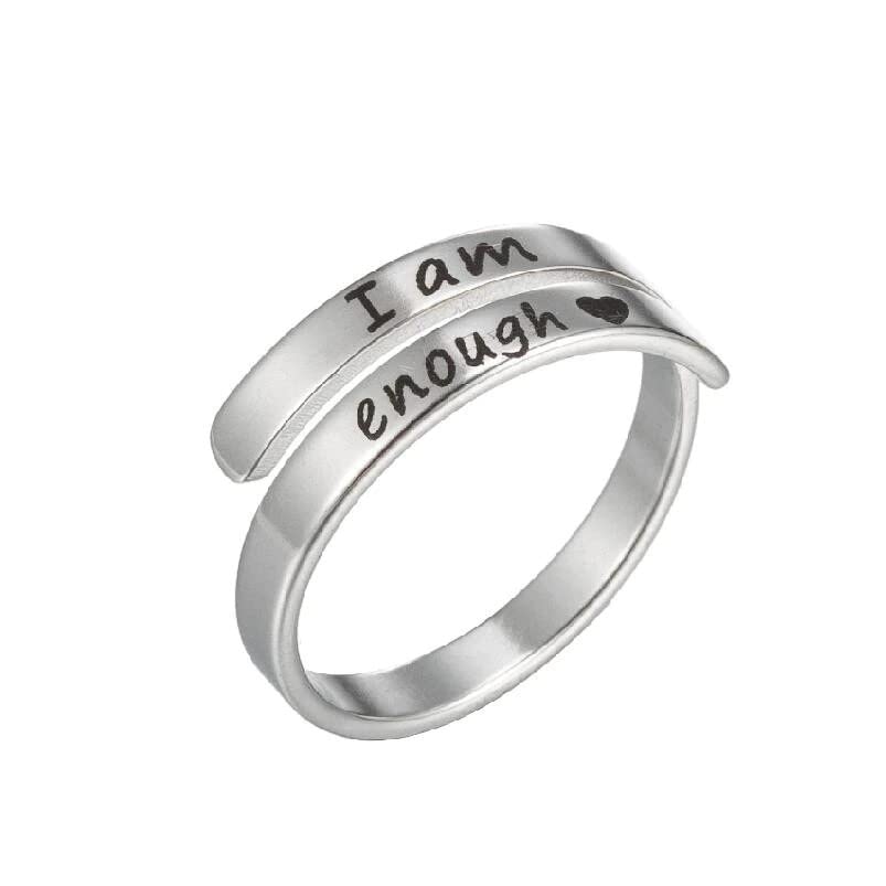 Fashion Frill Rings For Women Silver Plated I AM Enough Love Silver Finger Ring For Women Girls Anniversary Love Gifts Women Accessories (B0BYZCK9NS) Amazon Price History, Amazon Price Tracker