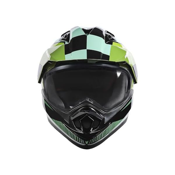 Royal Enfield Escapade Chequer ISI and Dot Certified Offroad Riding Motorcycling Helmet Light Green (XL) 60 Cm