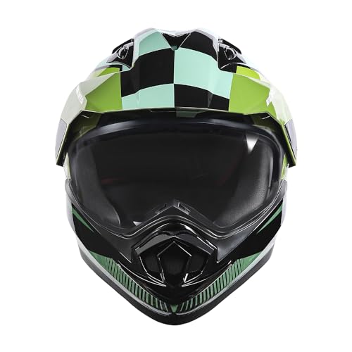 Image of Royal Enfield Escapade Chequer ISI and DOT Certified Offroad Riding Motorcycling Helmet Light Green (M) 57 Cm
