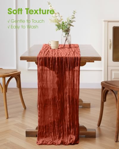 Pureegg 2 Pack Cheesecloth Table Runner 120 Inch Rust - image 4