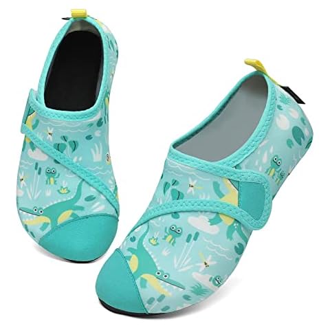 SAGUARO Badeschuhe Kinder Schnelltrocknend Aquaschuhe Mädchen Wasserschuhe Jungen Schwimmschuhe rutschfest Schwimmbad Strand Grün Gr.28/29 EU Cover