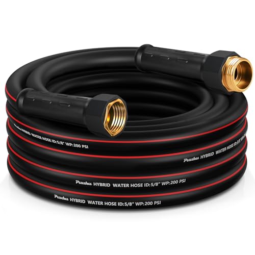 Garden Hose 25ft x 5/8', NON-EXPANDABLE Heavy Duty...