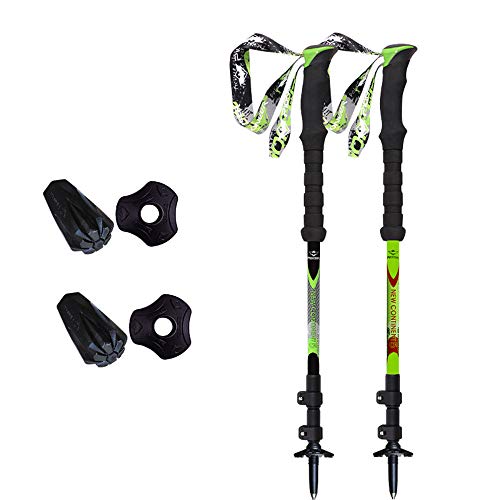 MIIKHI Bastones de senderismo de fibra de carbono, 99 % de fibra de carbono, fuertes y ligeros, ajustables, con puntas de tungsteno para senderismo, camping