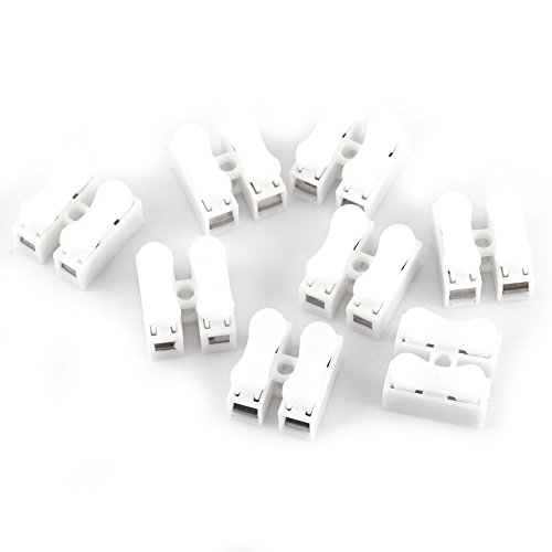 100pcs Terminal Block£¬10A 220V 2 Pin Push Quick Wire Cable Connector White Wiring Terminal£¬Spring Clamp Terminal Quick Terminal Wire Connector