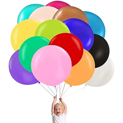 15pcs 24 Inch Balloons Large Assorted Balloons Thick Latex Heavy Duty Balloon Round Big Giant Globos Grandes Huge XXL Jumbo stuffing Colorful Ballons Wedding Birthday Rainbow Party Decorations Cover