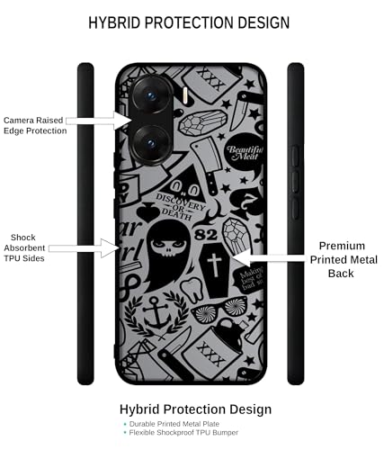 Image of Discover Or Death Design Premium 2D Printed Metal Back Case Cover for Vivo V29E 5G
