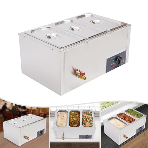 3 x 7L Buffetwärmer & Warmhalteplatte, 850 Watt, Einstellbares Thermostat, Elektrisch Edelstahl Warmhaltebehälter Ideale Lösung für Buffets, Partys und Familienessen – Bild 6