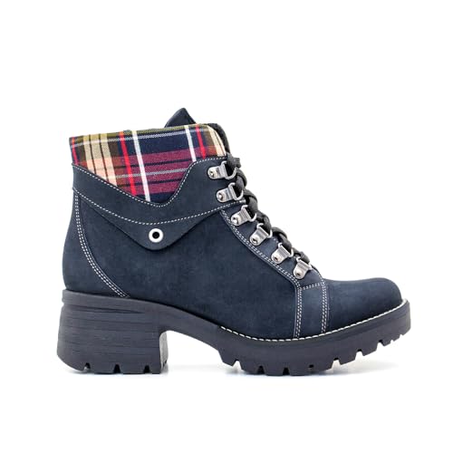 Dromedaris Women's Kodiak Tartan Boot, Navy, EU 38M2