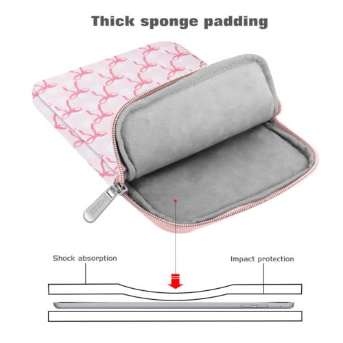 Image of MoKo 9-11 Inch Tablet Sleeve Bag Carrying Case Fits New 11inch iPad Air M4, iPad A16 2025, iPadPro 11 M4, Air 5 /4 /3, iPad10 /9 /8th Gen, Tab S8 /S9 11 inch, Tablet Carrying Case, Pink Bow