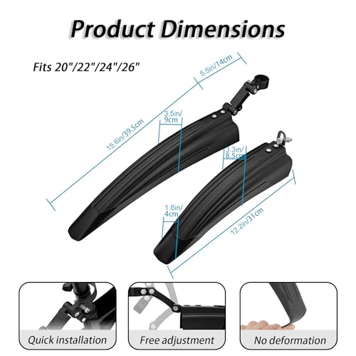 Guardabarros de bicicleta para Cube Elite C:62 2019 delantero y trasero ajustable negro 3