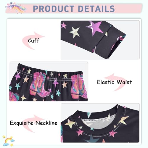 Fustylead Bright Pink Groovy Disco Cowgirl Boots Cotton Pajamas Set 2 Piece Long Sleeve Pjs Sleepwear4