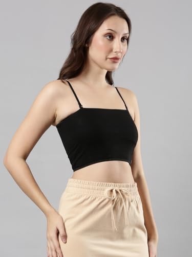 Image of Femmora Body Hugging Crop Top, Soft and Comfortable Cotton Fabric and Adjustable Shoulder Strap and Detachable Cookie Pad, for Women, Pack of 1