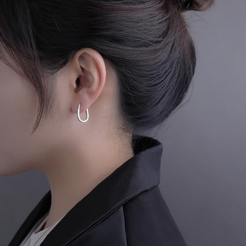 Reffeer 925 Sterling Silver Oval Hoop Earrings for Women Teens Teardrop Hoop Earrings Minimalist Huggie Hoop Earrings3