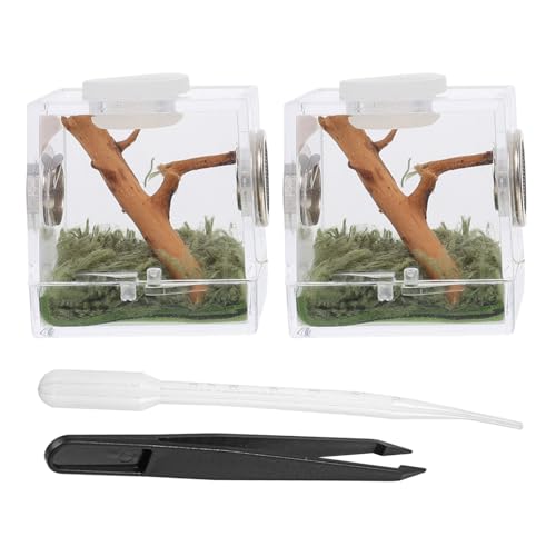 Totority 2セット 跳蛛飼育ボックス 小型軽量昆虫ケース 屋外携帯可能 透明飼育容器 観察用景観ケース プレゼントにも