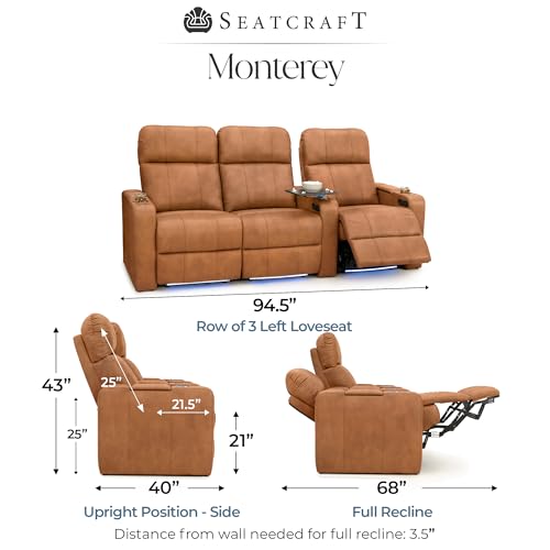 Image of Seatcraft Monterey Home Theater Seating Tawny Row of 3 Left Loveseat