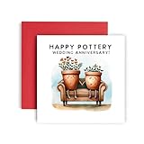 Happy Pottery Carte d'anniversaire de mariage – Carte de 9e anniversaire de mariage pour mari ou femme – 14,8 cm (poterie 9ème)