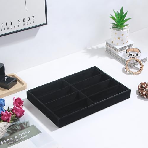 Image of Coward Sunglass Organizer, Black Velvet Glasses Trays, Eyeglasses Watches Jewelry Display - Men Women (8 Grids)