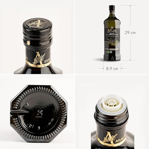 Image of Atlas 1 LT Cold Press Extra Virgin Olive Oil in Glass Bottle, Polyphenol Rich from Morocco | Newly Harvested Unprocessed from One Single Family Farm | Moroccan Organic EVOO Trusted by Award-Winning Chefs | 2-Pack