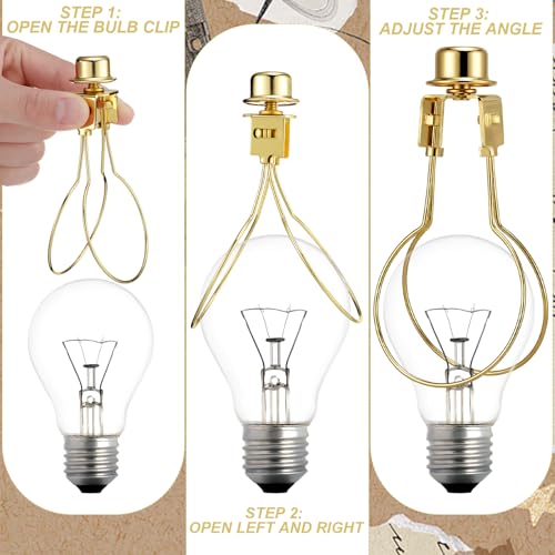 Image of Honoson 2 Pcs Bulb Lamp Shade Light Bulb Clip Adapter Includes Finial and Lampshade Levellers for Replacement (Black and Gold)