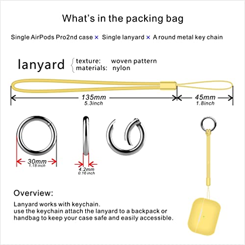 Compatible With Airpods Pro 2Nd Generation Case Cover With Lanyard, Soft Silicone Skin Case Cover Full Protective Front Led Visible (Banana Yellow) #TOP1