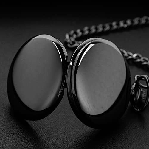Image of Smooth Pocket Watch Alloy Steel Quartz Roman /Arabic Numerals with 37cm Chain for Father's Day Xmas Best Gifts