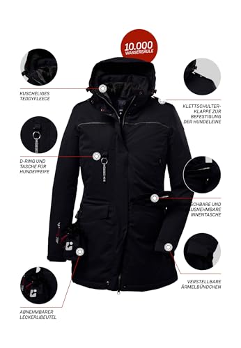 Killtec Damen Parka Funktionsparka mit abzippbarer Kapuze für Hundebesitzer Ostfold WMN PRK B wasserdicht, Winddicht, atmungsaktiv 00814-dunkelnavy 42
