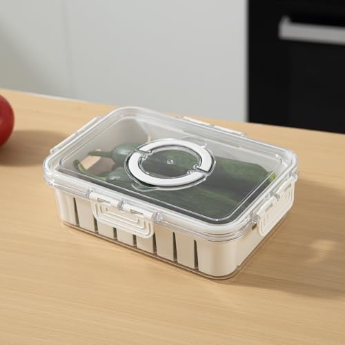 Image of HOKIPO Fridge Storage Containers - Food Grade BPA Free Plastic Food Storage Containers for Refrigerator & Freezer | Fresh Vegetable Crisper Box & Kitchen Storage Set (AR-6101)