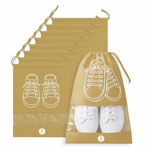 Image of Btag Shoe Bag for Travel & Storage | Water-Resistant Shoe Organizer for Men & Women | Portable, Foldable Shoe Cover for Luggage & Closet | Travel Accessories for Footwear Protection (Khakhi,Pack of 9)