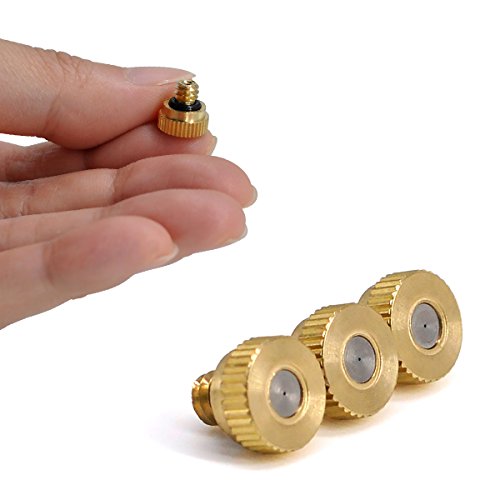 32 Pack- Brass Misting Nozzles For Outdoor Cooling System, 0.012” Orifice (0.3 mm) 10/24 UNC