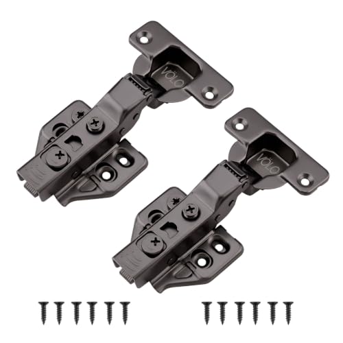 Image of VOLO Cabinet Hinges, Set of 1 (2 Pieces) for Furniture, Wardrobes, Doors, and Storage Units | (3D (Black) Soft Close (Mild Steel), 8 Crank | Half Overlay)
