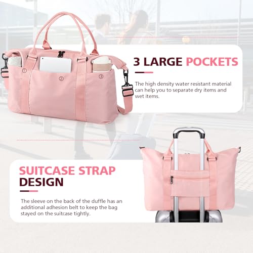 EASYFUN Travel Duffle Bag, Waterproof Weekender Carry On Tote Bags for Women, Men, Hospital Bag, Overnight Bag Luggage with Trolley Sleeve image 4
