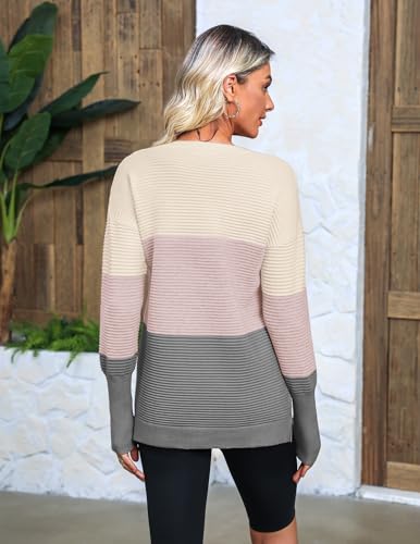 Image of Zeagoo Women's 2025 Fall Sweaters Casual Long Sleeve Crew Neck Ribbed Knit Side Slit Pullover Sweater