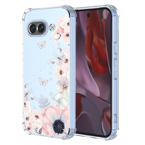 Coque pour Google Pixel 9A antichoc anti-jaunissement à motif de fleurs