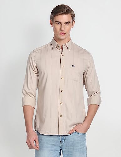 Image of Arrow Men's Cotton Striped Regular Fit Shirt