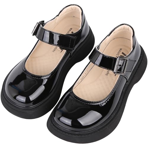 Girls Black School Uniform Dress Mary Jane Shoes Ballet Flats for Wedding Party Gift Church4